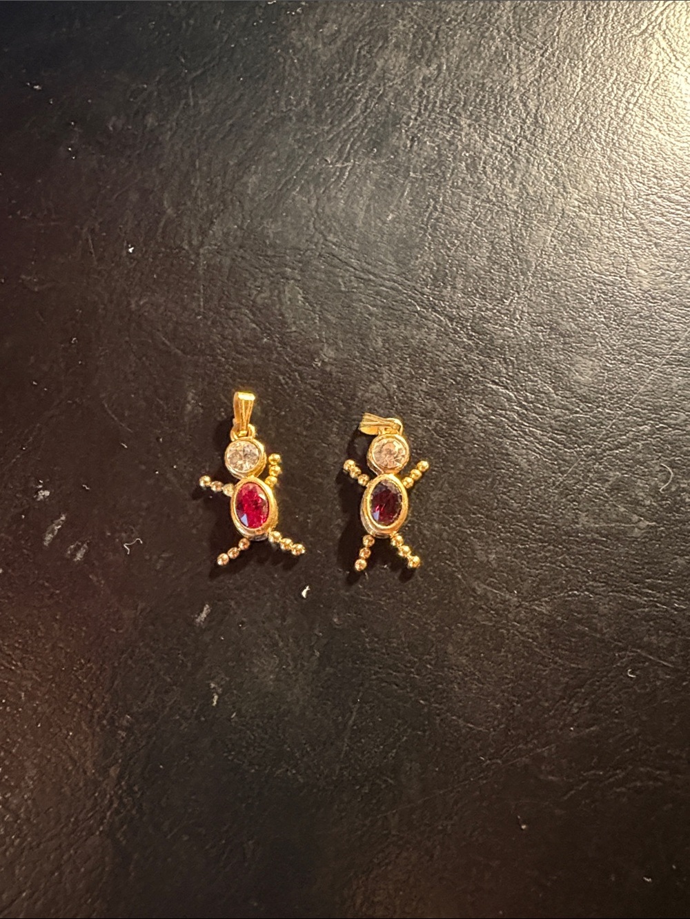 Avon Gold-Tone Pendant and Earring Set with Red and Clear Stones